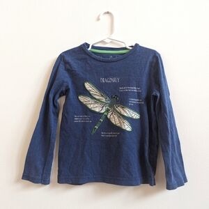 Mini Boden Blue Dragonfly Long Sleeve Shirt Boys 4-5Y Info Facts